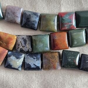 (26) Small Square Multicolor Agate Stone Beads